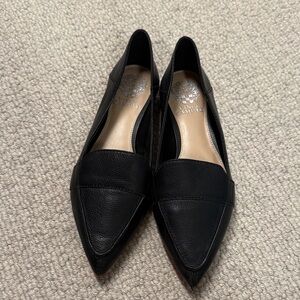 Vince Camuto Black Pointed-Toe Leather Loafers